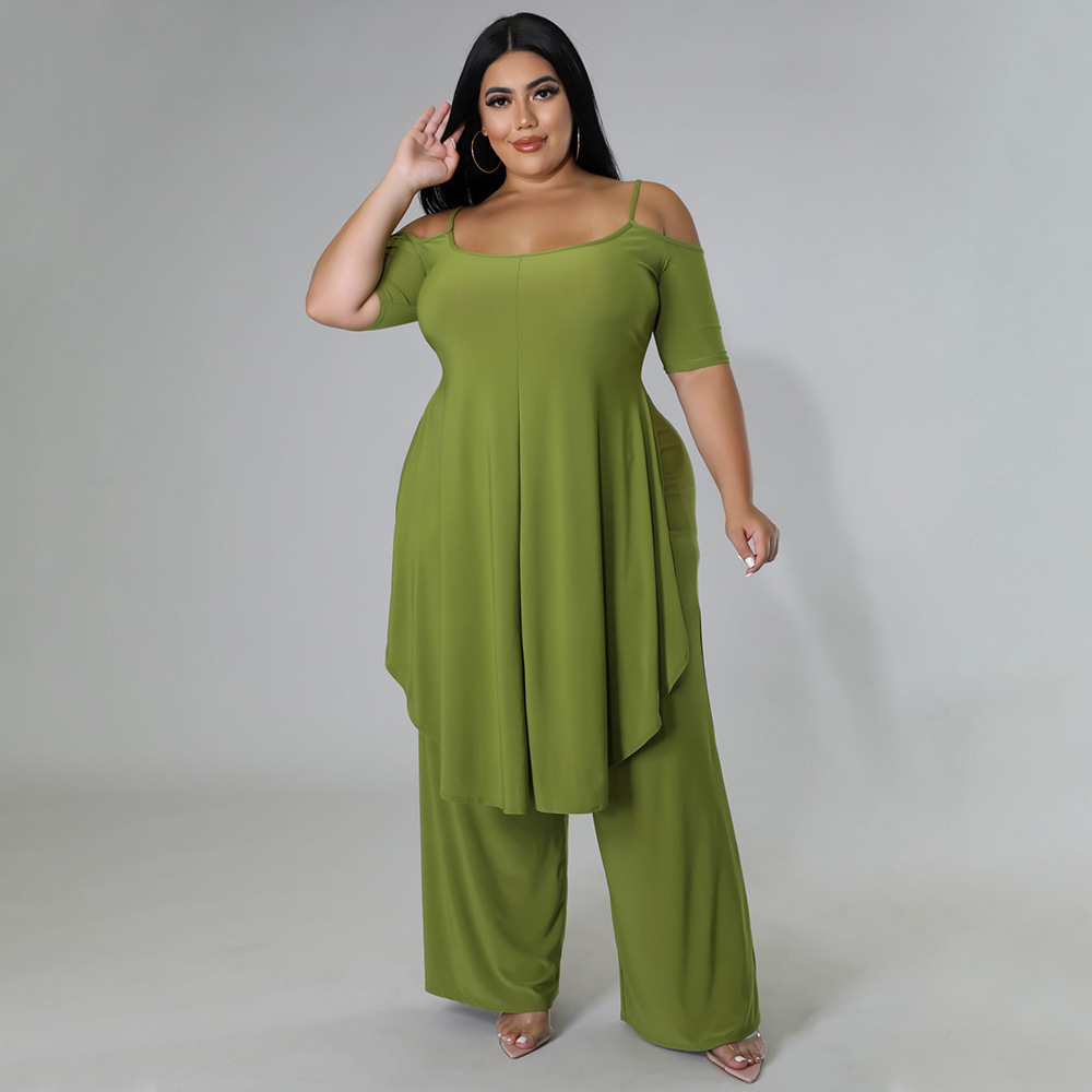 Summer Cheap Elegant Casual Plus Size Women Clothing Two Piece Outfit Leggings Set