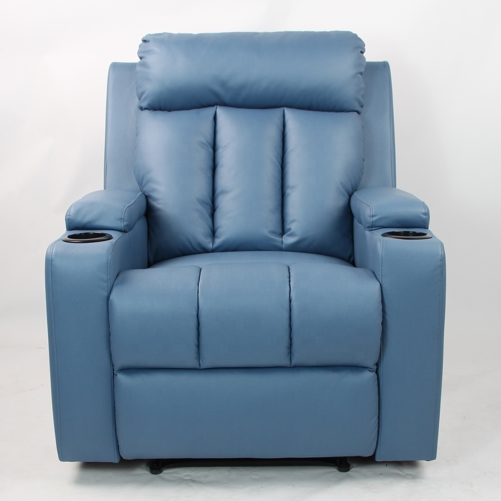 Modern Luxury  Leather  Swivel Rotate Rocking Recliner Chair Theater Cinema Sofa with Cup holder