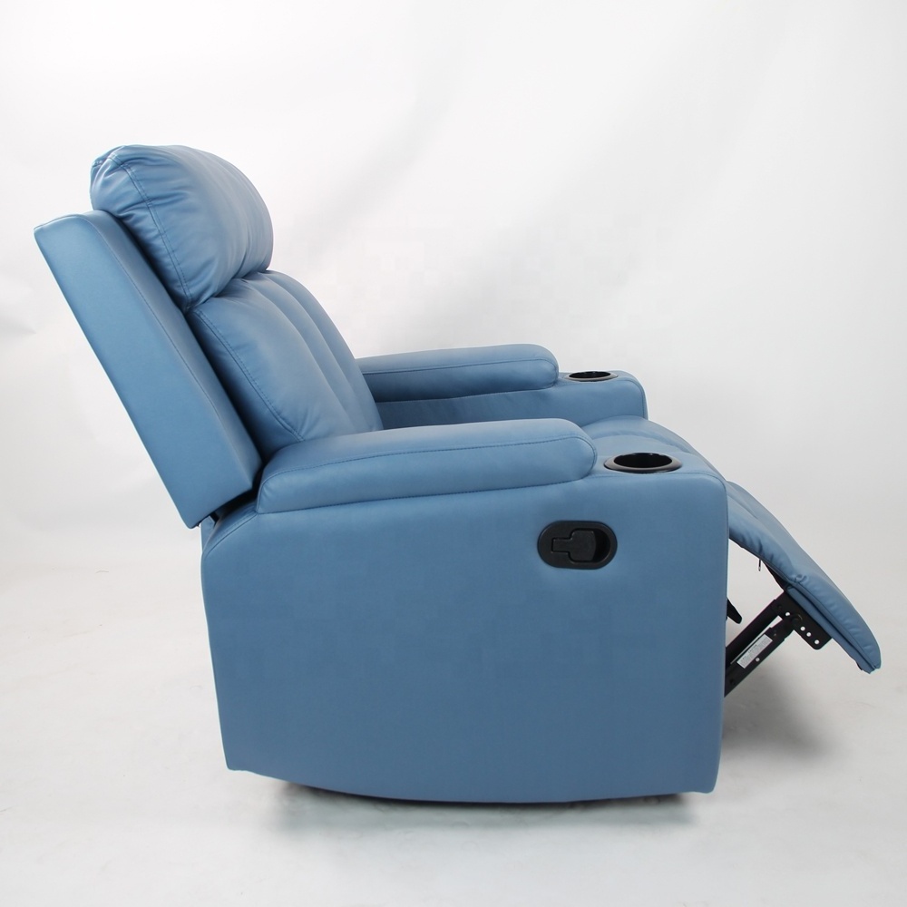 Modern Luxury  Leather  Swivel Rotate Rocking Recliner Chair Theater Cinema Sofa with Cup holder