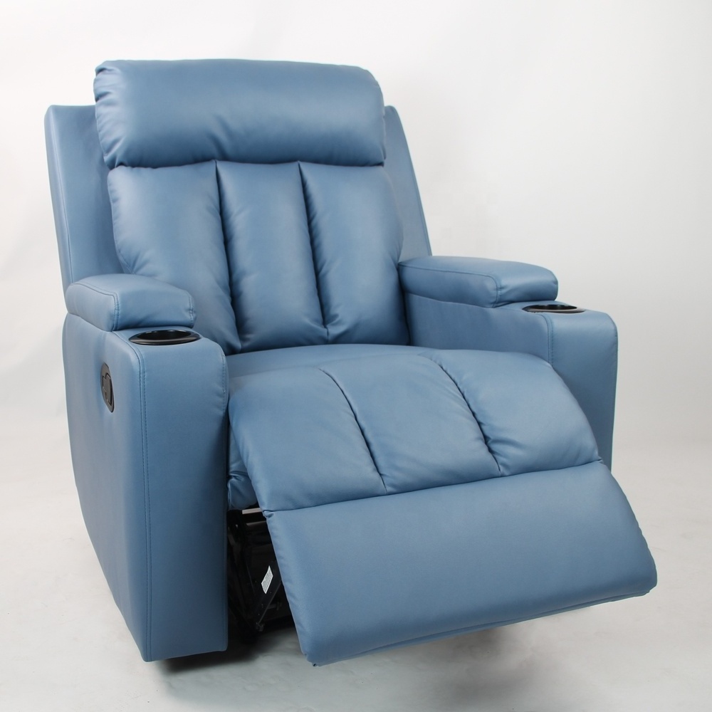 Modern Luxury  Leather  Swivel Rotate Rocking Recliner Chair Theater Cinema Sofa with Cup holder