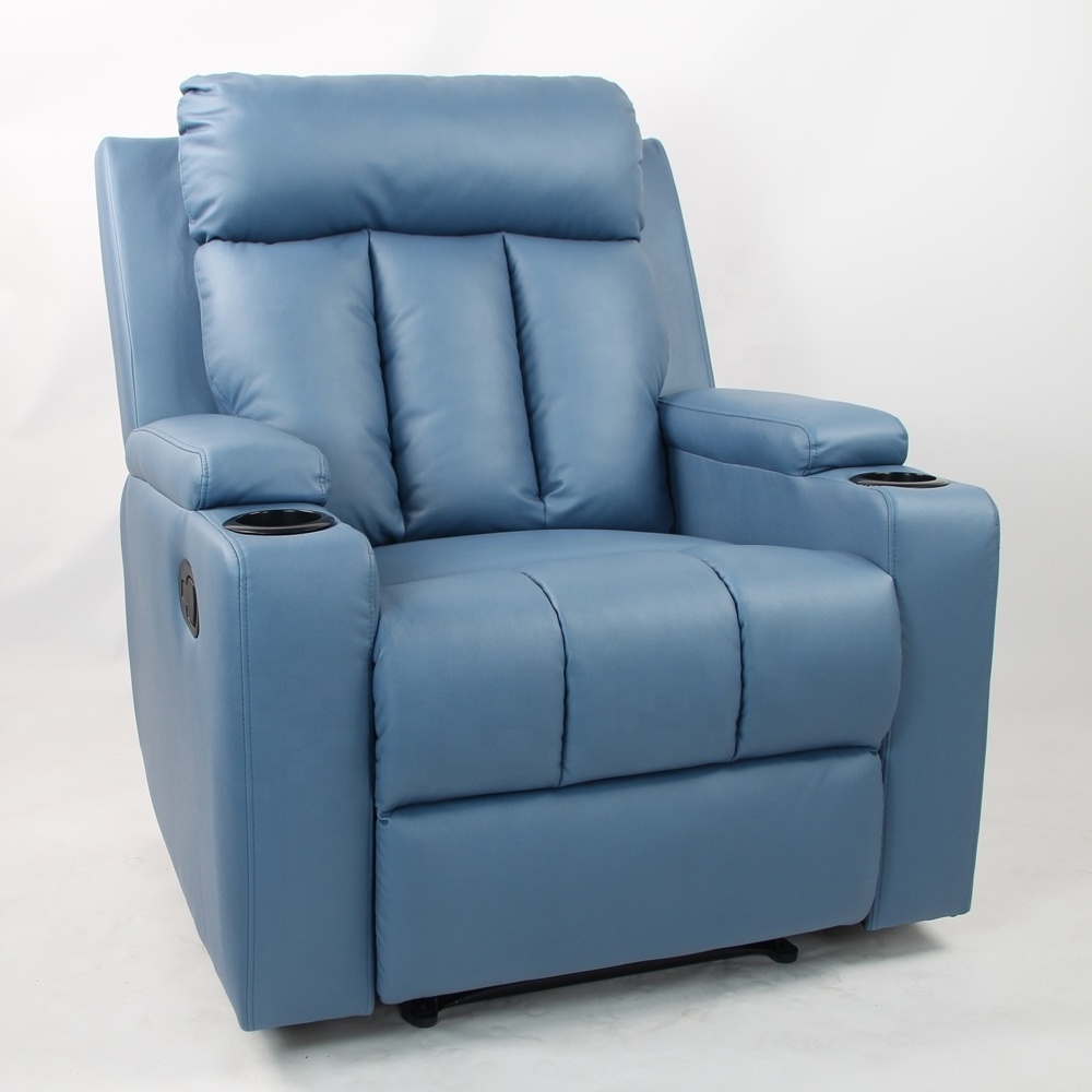 Modern Luxury  Leather  Swivel Rotate Rocking Recliner Chair Theater Cinema Sofa with Cup holder