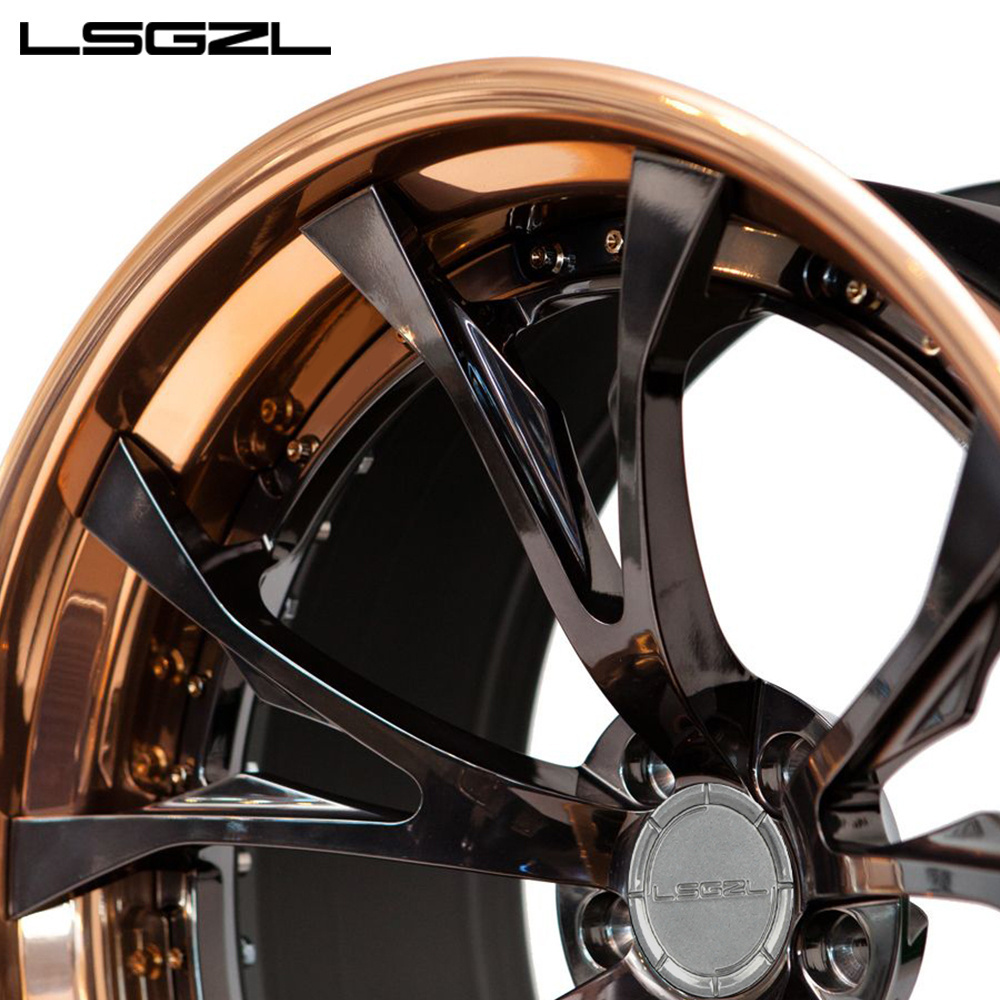 LSGZL 3 piece forged wheel 18 19 20 21 22 Inch Forged 5x114.3 Gold Wheel Rim For Car