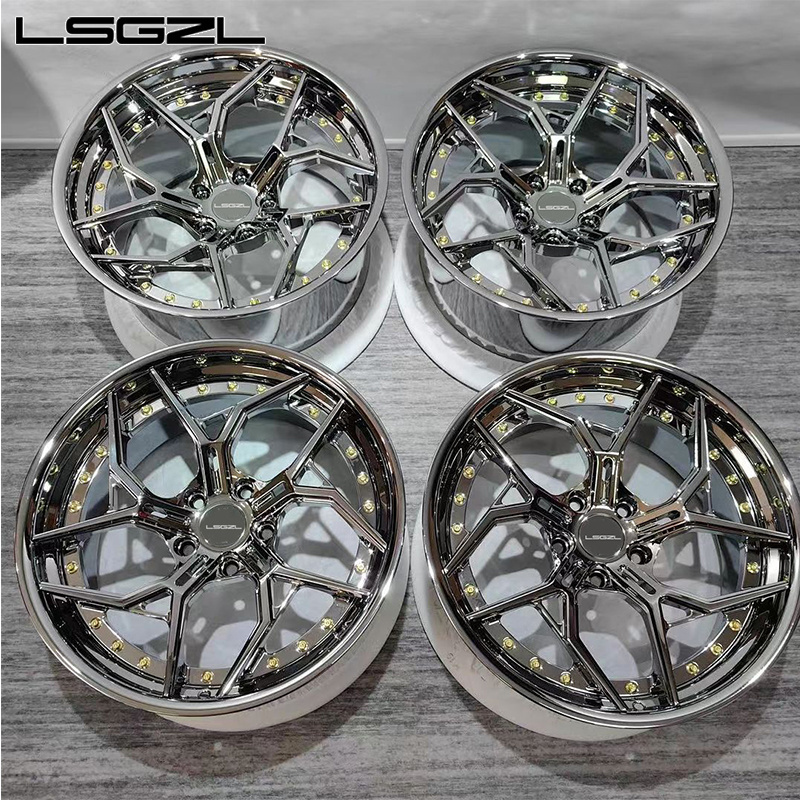 2 piece forged alloy chrome rim for corvette c8 urus Ford mustang 5x114.3 5x120 5x112 5x130 18 19 20 21 22 24 26 inch wheel