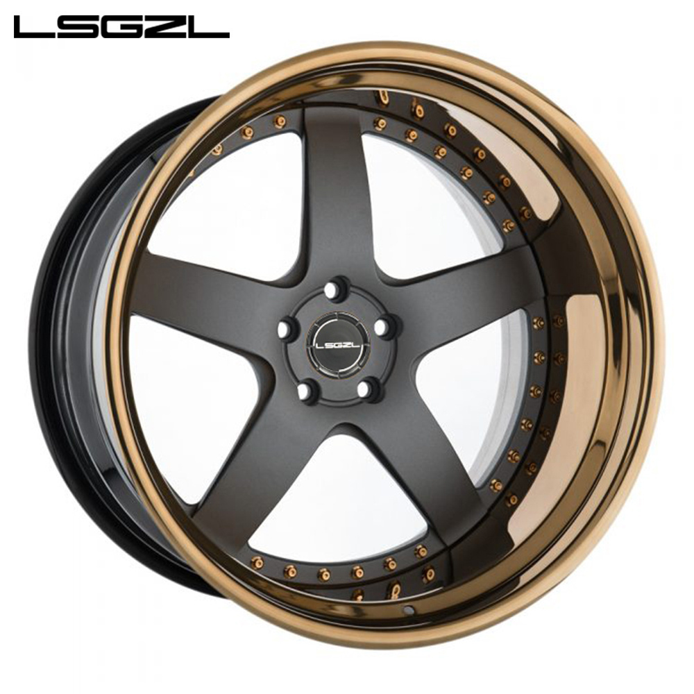 LSGZL 3 piece forged wheel Concave 5 Split Spoke Alloy Forged Wheel 17-24 Inch 5x120 With Customize Color