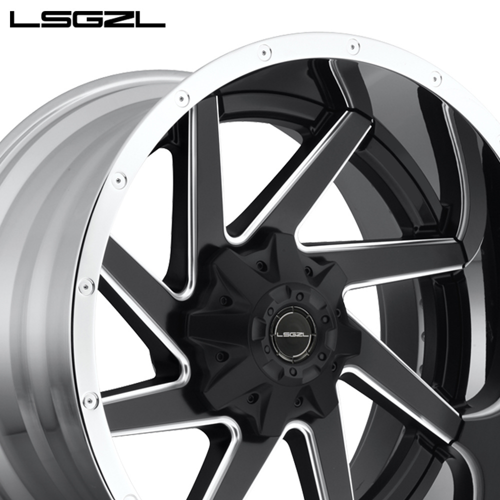 LSGZL car rims 14 15 16 17X9 18 20 inch black machine face 5 holes PCD 6x139.7 4x4 off road alloy wheels