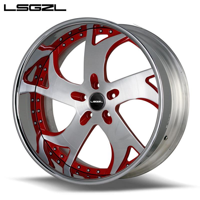 LSGZL 2-piece custom forged alloy rims deep concave polish Chrome 5x120 5x130 5x112 18 20 22 24 inch wheels