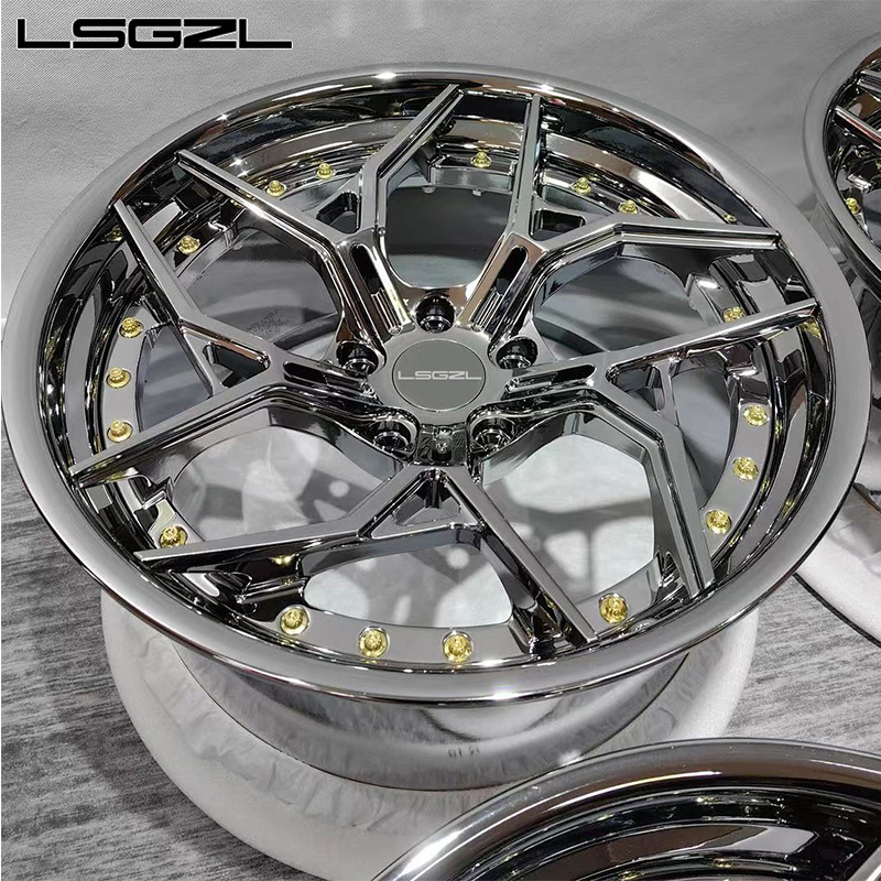 2 piece forged alloy chrome rim for corvette c8 urus Ford mustang 5x114.3 5x120 5x112 5x130 18 19 20 21 22 24 26 inch wheel