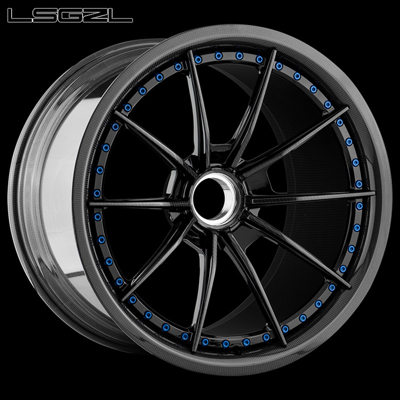 LSGZL Factory Custom forged full Carbon fiber 5x114.3 5x120 5x130 5x127 5x112 18 19 20 21 22 23 inch wheel rim for luxury car