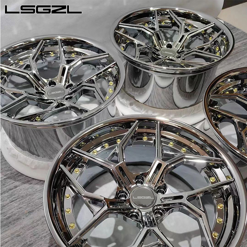 2 piece forged alloy chrome rim for corvette c8 urus Ford mustang 5x114.3 5x120 5x112 5x130 18 19 20 21 22 24 26 inch wheel