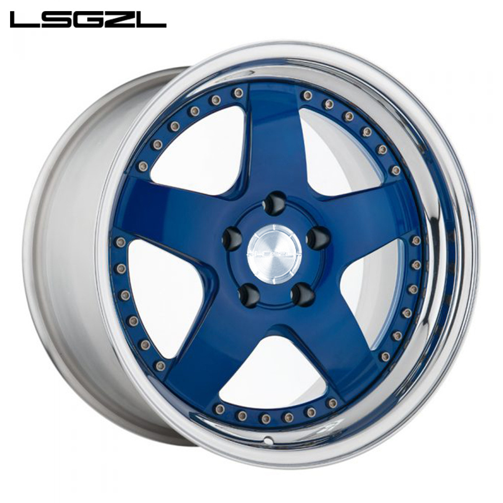 LSGZL 3 piece forged wheel Concave 5 Split Spoke Alloy Forged Wheel 17-24 Inch 5x120 With Customize Color