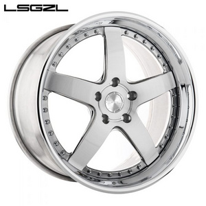 LSGZL 3 piece forged wheel Concave 5 Split Spoke Alloy Forged Wheel 17-24 Inch 5x120 With Customize Color