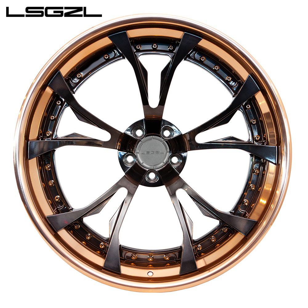 LSGZL 3 piece forged wheel 18 19 20 21 22 Inch Forged 5x114.3 Gold Wheel Rim For Car