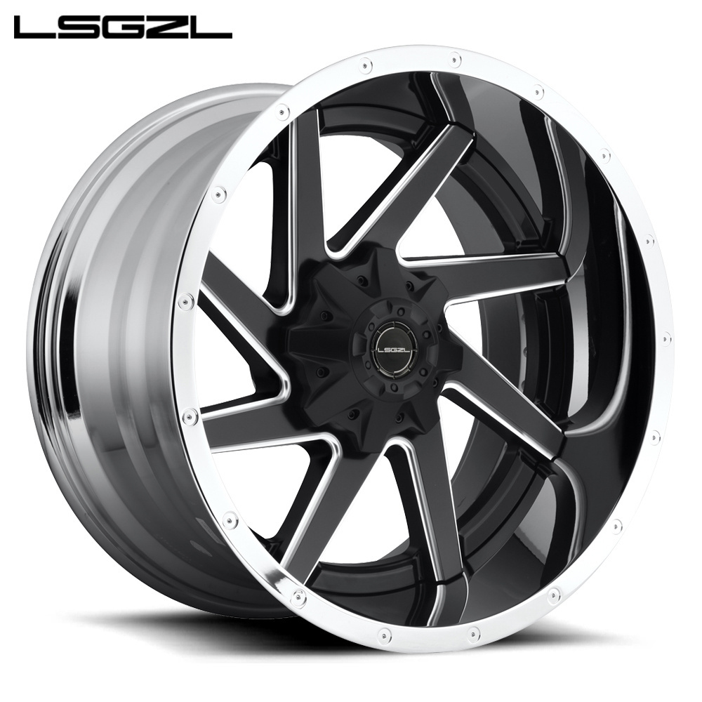 LSGZL car rims 14 15 16 17X9 18 20 inch black machine face 5 holes PCD 6x139.7 4x4 off road alloy wheels