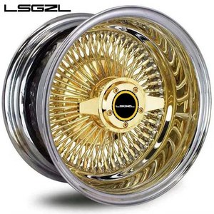 custom Chrome gold steel wire wheel rims wire spoke wheel 5x120  20 22 24 26 inch passenger car rims forged wheel