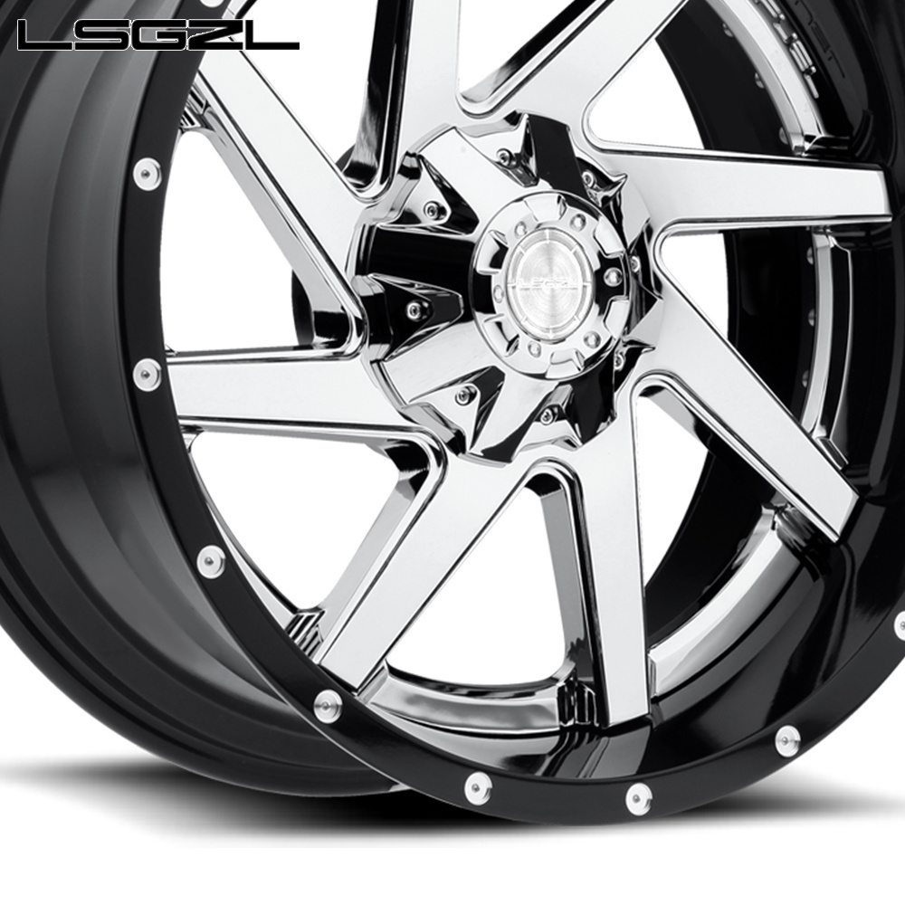 LSGZL car rims 14 15 16 17X9 18 20 inch black machine face 5 holes PCD 6x139.7 4x4 off road alloy wheels