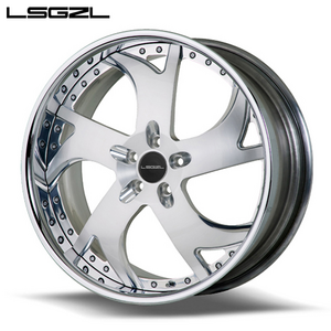 LSGZL 2-piece custom forged alloy rims deep concave polish Chrome 5x120 5x130 5x112 18 20 22 24 inch wheels