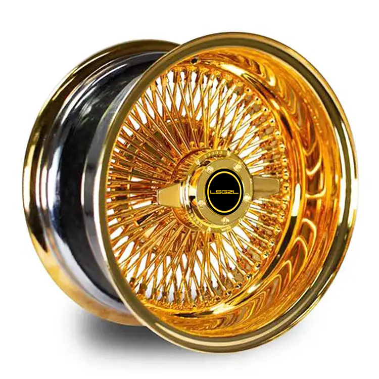 17 18 20 22 24 26 inch forged golden gold steel wire wheel  for chevrolet cadillac 5x120 5x127 5x139.7 Chrome wire spoke rims