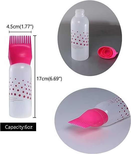 Hot Sale Custom Empty Plastic Hair Dye Coloring Brush Bottle Hair Oil Bottle with Functional Fusion of Comb