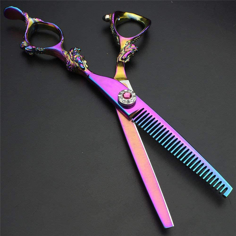 Custom LOGO 440C 6 Inch Hair Cutting Scissors Thinning Shears Stainless Steel Barber Scissors for Hairdresser Haircut