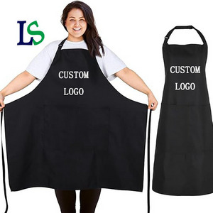 Black Unisex Chef Waterproof Adjustable Custom Print Logo Design Apron Fabric