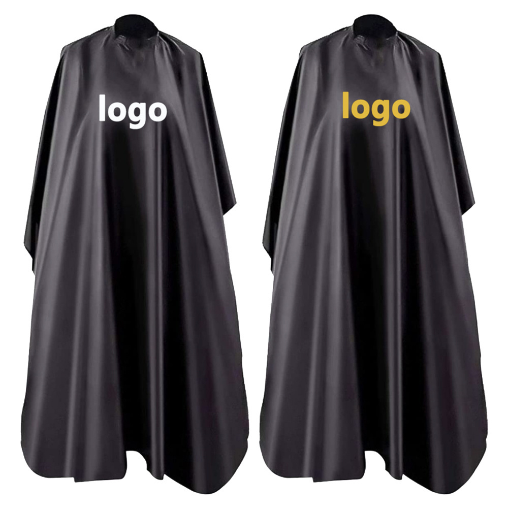 wholesale waterproof haircut logo barber hairdressing black aprons gown custom salon cape