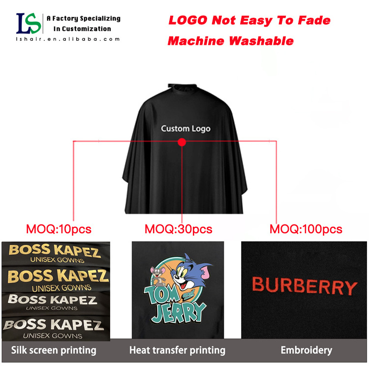 custom hairdressing gown wholesale hair cutting with design waterproof barber salon capes with snaps customize logo