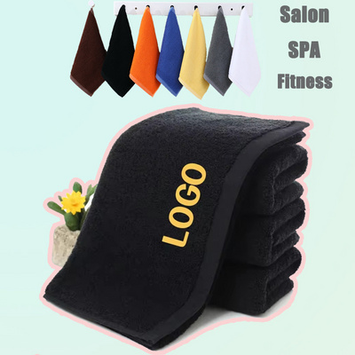 wholesale beauty hand face black salon microfiber hair towel for barber nail spa custom logo spa 100 cotton towels