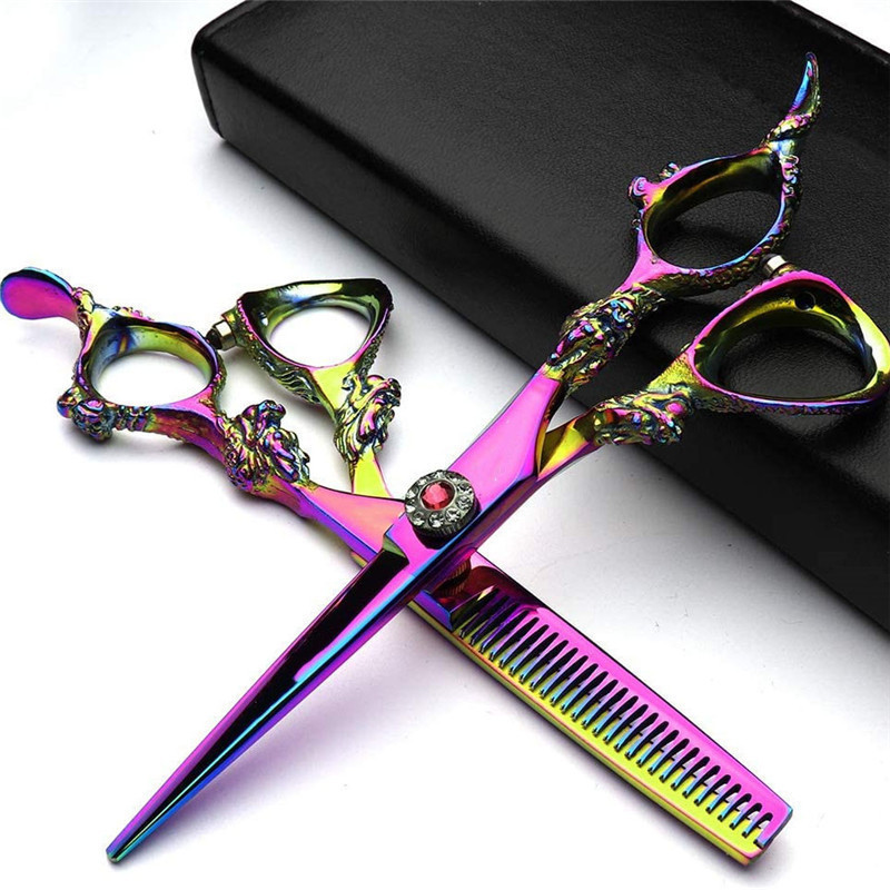 Custom LOGO 440C 6 Inch Hair Cutting Scissors Thinning Shears Stainless Steel Barber Scissors for Hairdresser Haircut