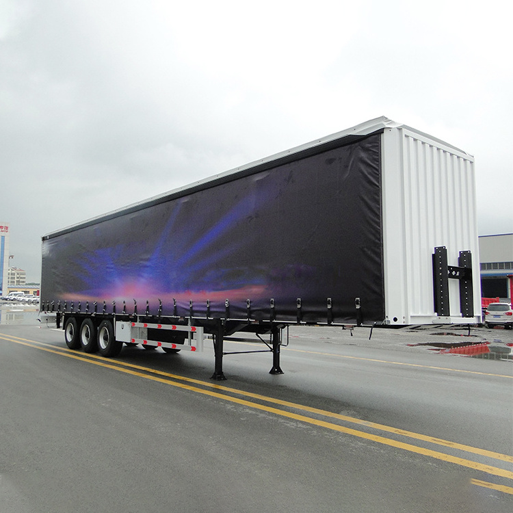 New 53 Ft 3axle Canvas Cover Side Curtain Type Enclosed Cargo Box Container Trailer