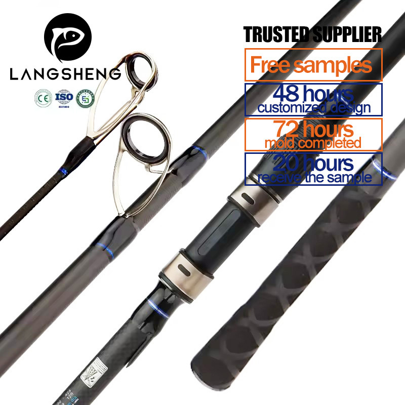 Langsheng Carbon carp fishing12ft  sea fishing rod 4 sec hard pole  long cast carbon blank Fast action Saltwater Spinning Rods