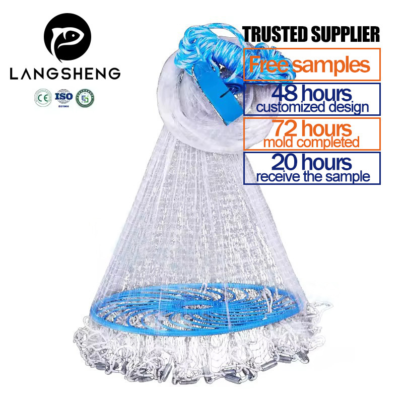 Hot Selling Size 4~9 Feet Nylon Hand Cast Net throwing bottom pocket cast net fishing cast net for sale Fishing accessories