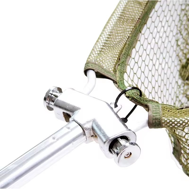 Langsheng Quick Folding EVA Grip Telescopic Fishing Net Mesh Landing Aluminum Net for Carp Fishing Saltwater