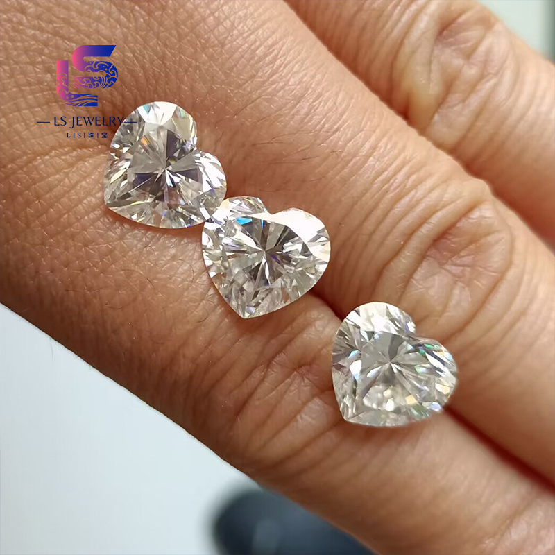 Wholesale moissanite loose stones 1carat Moissanite Diamond 1ct Heart Moissanite For Weeding Rings Jewelry