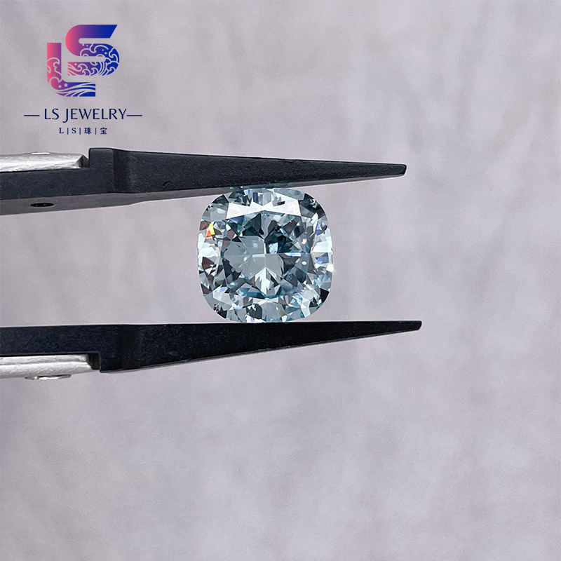 Higher Quality 1ct Cushion Cut Vs1 Loose Blue Lab Created Diamonds Igi Ngtc Cvd Lab Grown Diamond Factory Price