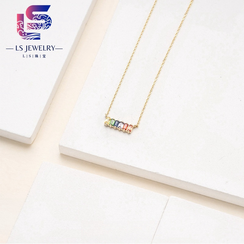 rectangle pendant dainty necklace 18k gold plated day 925 sterling silver pendent necklace for women lab grown gemstone necklace