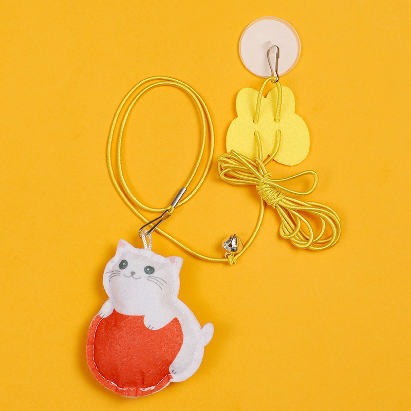 Indoor Cats Chase Exercise Adhesive Hook Door Hanging Plush Felt Mouse Chick Kitty Cat Teaser Toys