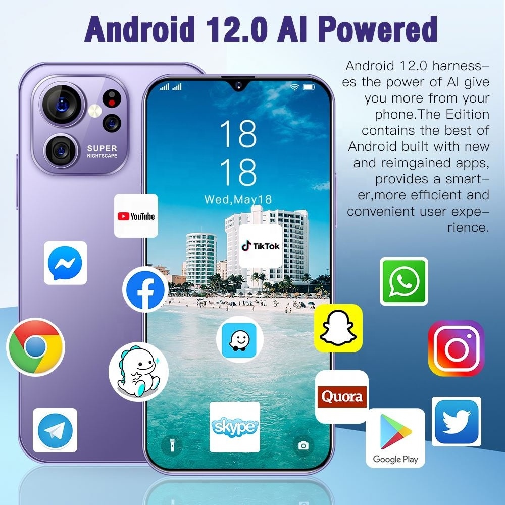 2023 New Arrival Android Smartphones 16gb+512gb 5g Cellphones 7800mah Large Capacity Mobile Phone