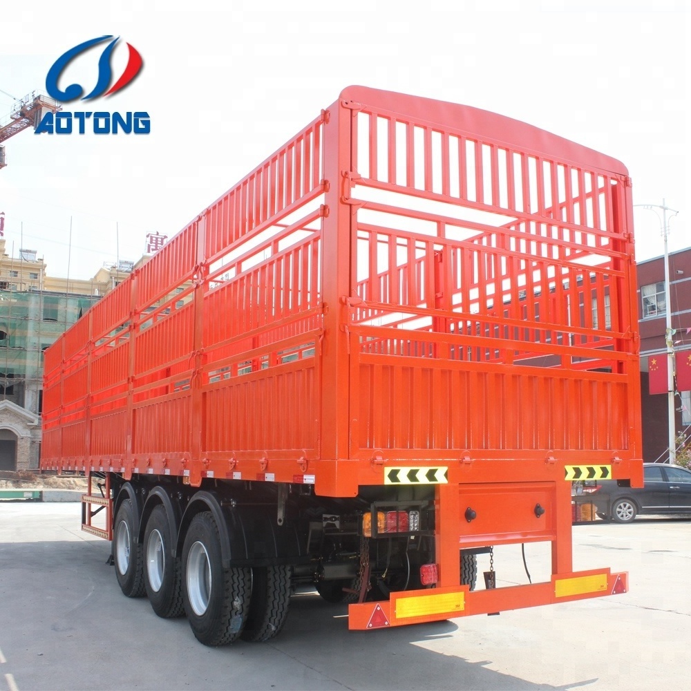 3 axles fence truck trailers animal transport stake semi trailer for sale