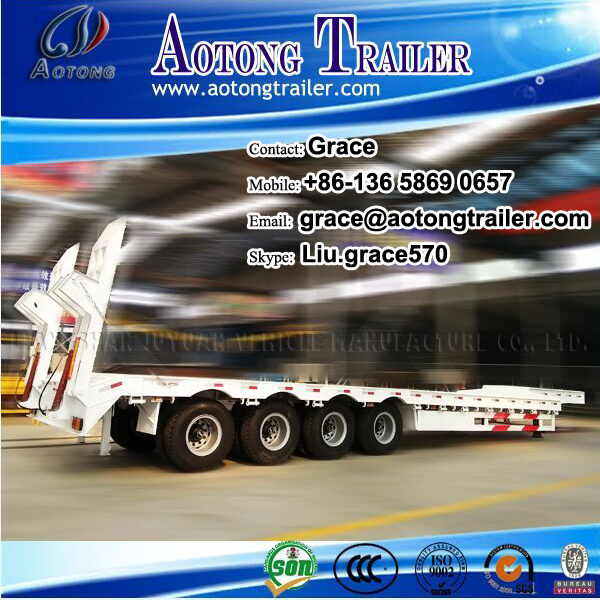 4 axles 80T hydraulic lowboy low loader lowbed truck semi trailer, customised Low bed trailer dimensions