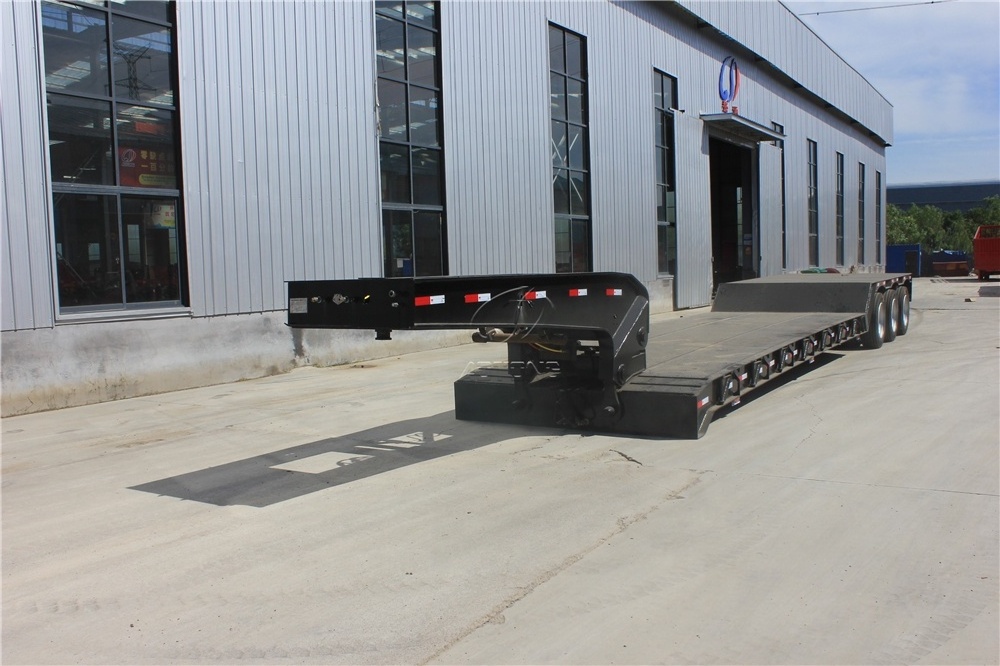 Factory hydraulic detachable goose neck 4 axles 80T 3 axles 60 tons low bed truck semi trailer / lowboy trailer / drop deck