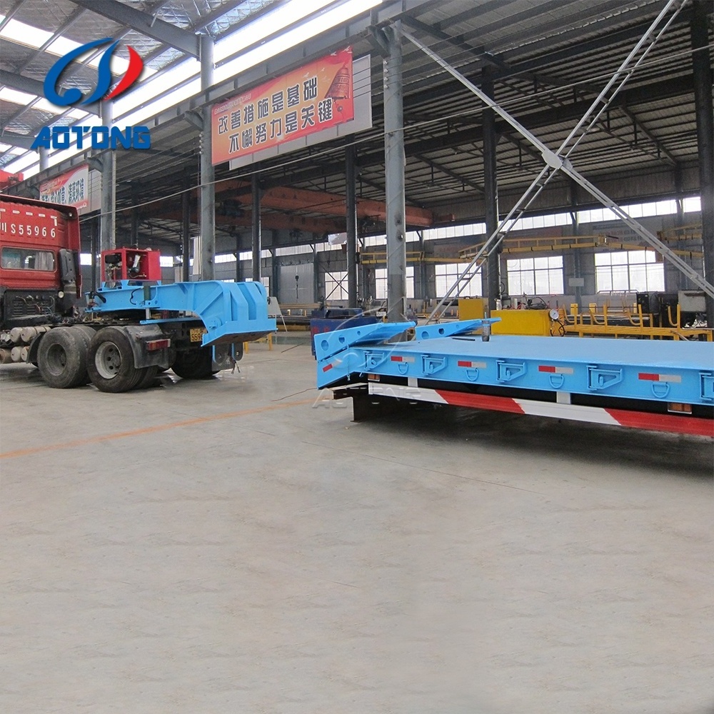 Factory hydraulic detachable goose neck 4 axles 80T 3 axles 60 tons low bed truck semi trailer / lowboy trailer / drop deck