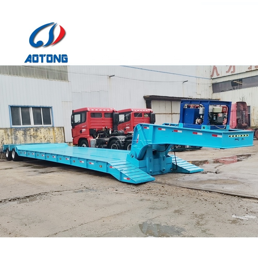 Factory hydraulic detachable goose neck 4 axles 80T 3 axles 60 tons low bed truck semi trailer / lowboy trailer / drop deck