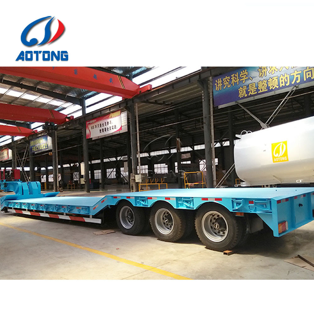 Factory hydraulic detachable goose neck 4 axles 80T 3 axles 60 tons low bed truck semi trailer / lowboy trailer / drop deck