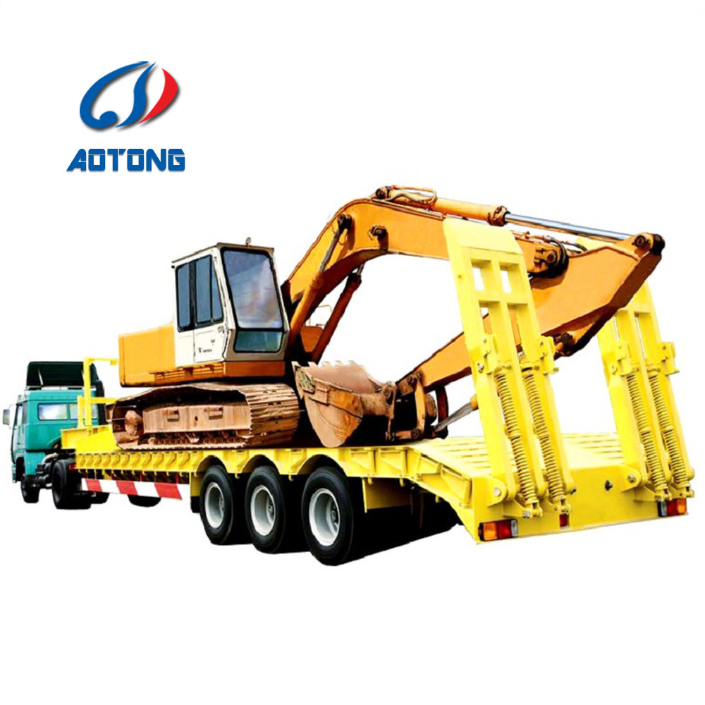 90 ton heavy duty 40-80 tons lowboy excavator transport trailer 4 axles /3axle plant high low bed flatbed truck trailer