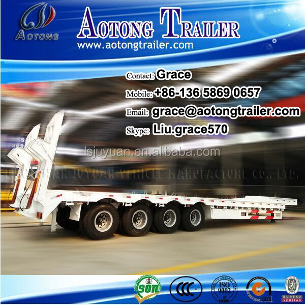 100 Tons lowboy low loader dolly lowbed Semi Trailer for Sale , 50 tons low flatbed drop deck trailer, 60tons low bed trailer