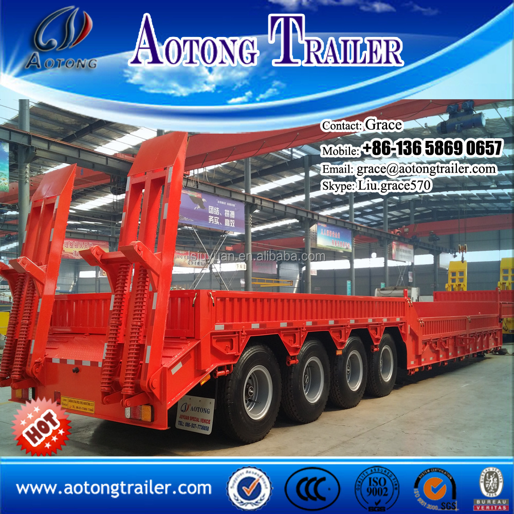 100 Tons lowboy low loader dolly lowbed Semi Trailer for Sale , 50 tons low flatbed drop deck trailer, 60tons low bed trailer