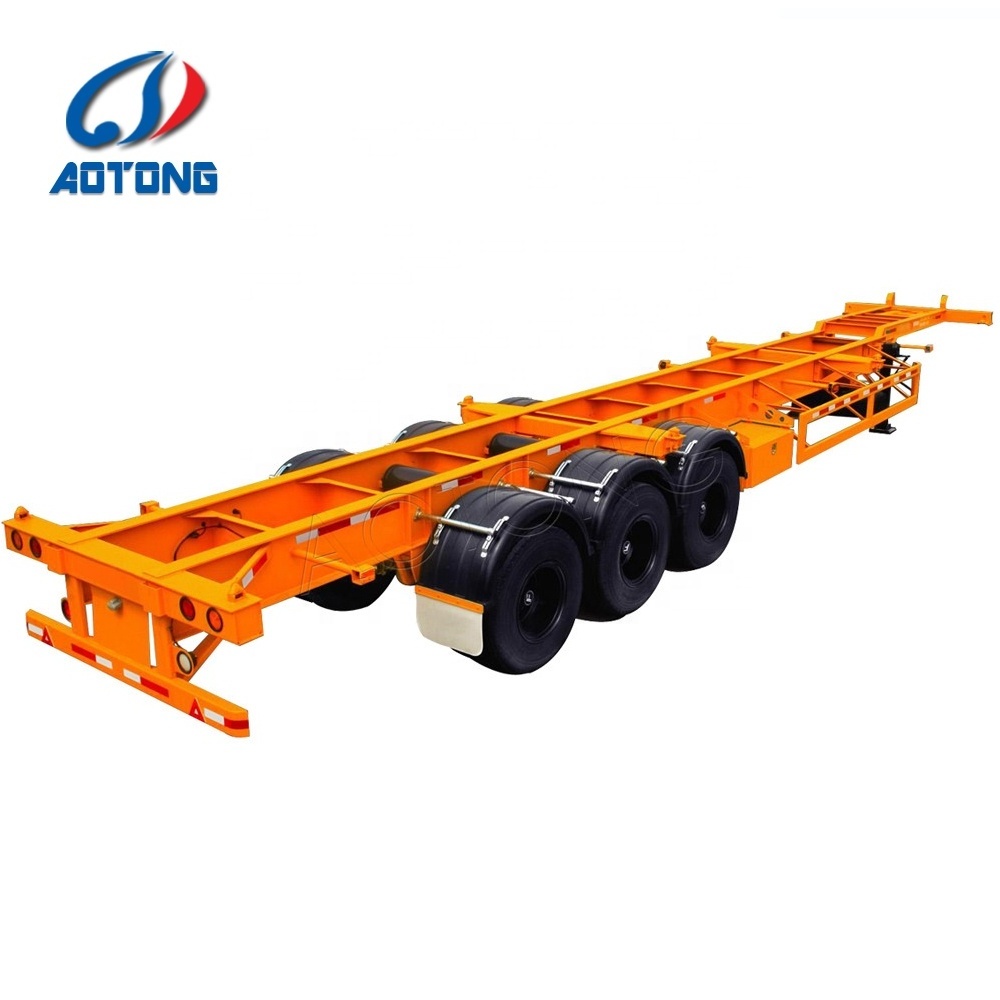 2 / 3 axles 20ft /40ft frame skeleton/flatbed container chassis trailer with twist locks