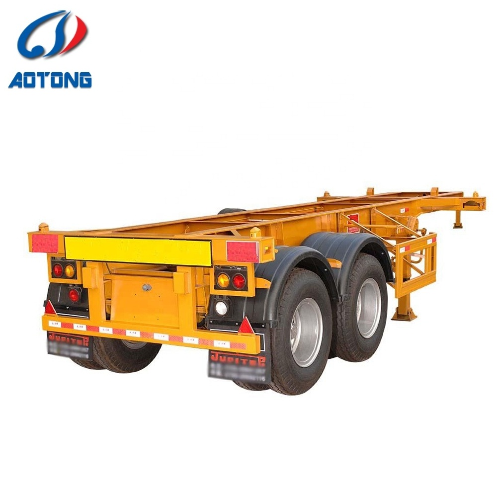 2 / 3 axles 20ft /40ft frame skeleton/flatbed container chassis trailer with twist locks