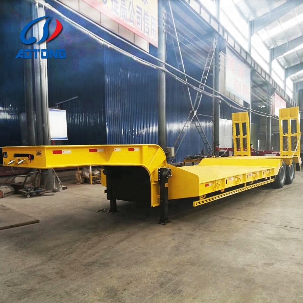 90 ton heavy duty 40-80 tons lowboy excavator transport trailer 4 axles /3axle plant high low bed flatbed truck trailer