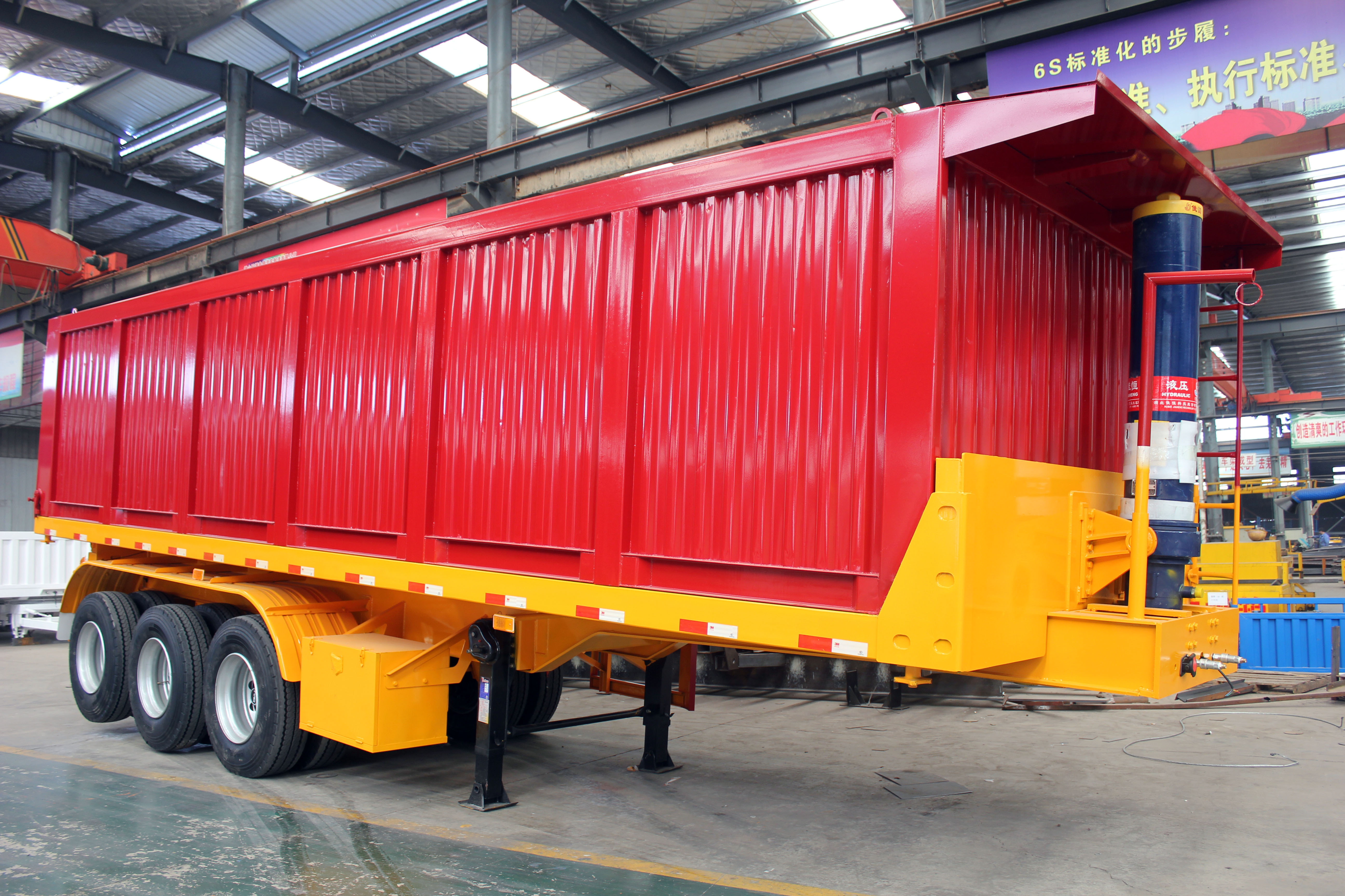 Aotong self dumper heavy truck trailer rear tipping dump trailer tailgate ensel semi trailer for sale